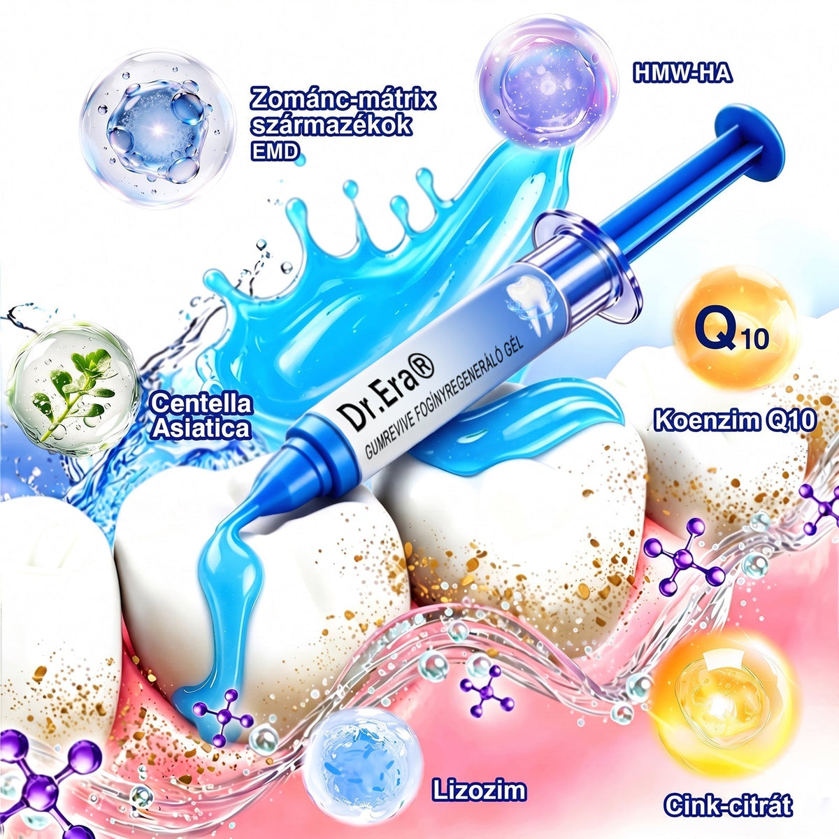 ⚪Dr.Era® GumRevive fogíny- és parodontális regeneráló gél — Célzott ápolás az ínyszélen lepedék, fogszuvasodás, fogágyproblémák, kellemetlen lehelet és meggyengült fogak esetén | Precízen alkalmazható, leöblítést nem igénylő szájápoló formula