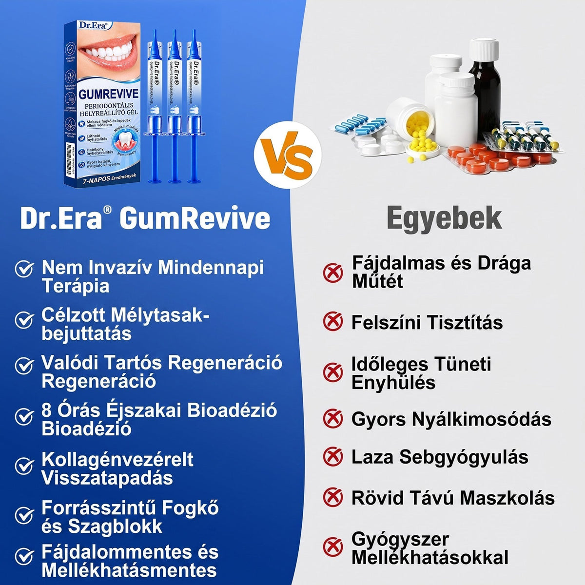 ⚪Dr.Era® GumRevive fogíny- és parodontális regeneráló gél — Célzott ápolás az ínyszélen lepedék, fogszuvasodás, fogágyproblémák, kellemetlen lehelet és meggyengült fogak esetén | Precízen alkalmazható, leöblítést nem igénylő szájápoló formula