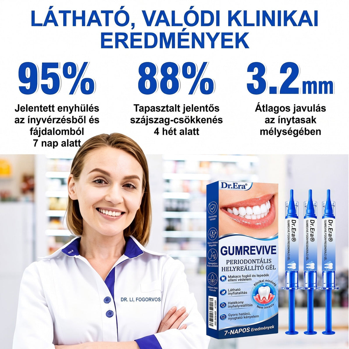 ⚪Dr.Era® GumRevive fogíny- és parodontális regeneráló gél — Célzott ápolás az ínyszélen lepedék, fogszuvasodás, fogágyproblémák, kellemetlen lehelet és meggyengült fogak esetén | Precízen alkalmazható, leöblítést nem igénylő szájápoló formula